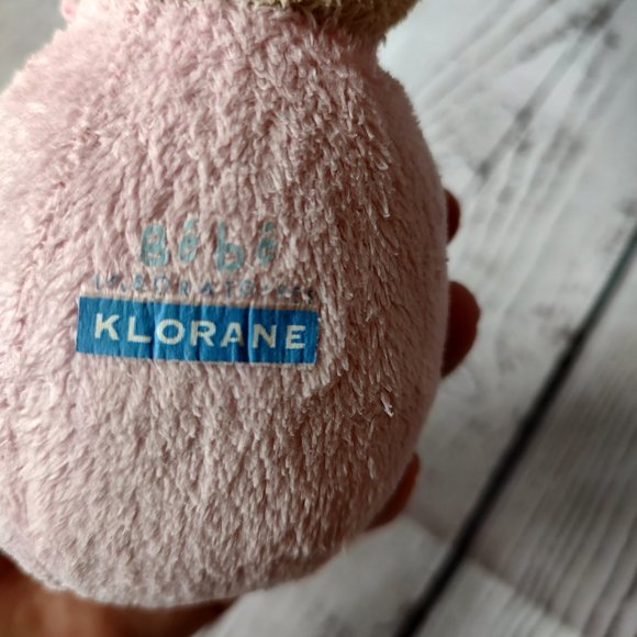 klorane bebe  pink bunny plush rattle lovie 9' Easter bunny - Picture 4 of 6